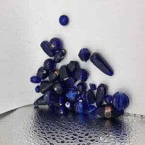 Assorted Artisan Blown Glass Blue Beads 2oz